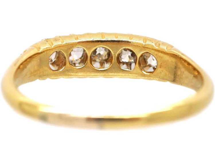 Edwardian 18ct Gold, Five Stone Claw Set Diamond Ring