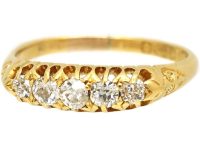 Edwardian 18ct Gold, Five Stone Claw Set Diamond Ring