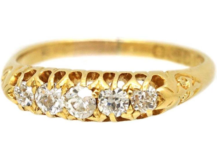 Edwardian 18ct Gold, Five Stone Claw Set Diamond Ring