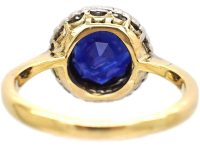 Edwardian 18ct Gold & Platinum, Sapphire & Diamond Cluster Ring by Boodle & Dunthorne