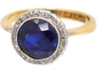 Edwardian 18ct Gold & Platinum, Sapphire & Diamond Cluster Ring by Boodle & Dunthorne