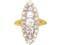 Victorian 18ct Gold Marquise Ring set with Old Mine Cut Diamonds
