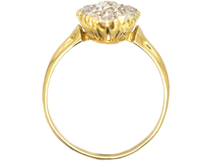 Victorian 18ct Gold Marquise Ring set with Old Mine Cut Diamonds