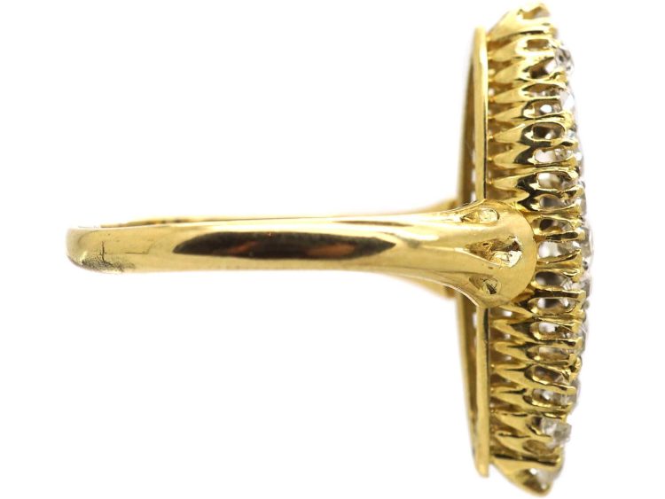 Victorian 18ct Gold Marquise Ring set with Old Mine Cut Diamonds