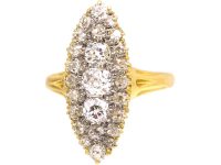 Victorian 18ct Gold Marquise Ring set with Old Mine Cut Diamonds