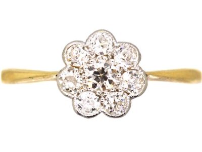 Edwardian 18ct Gold & Platinum, Diamond Cluster Ring