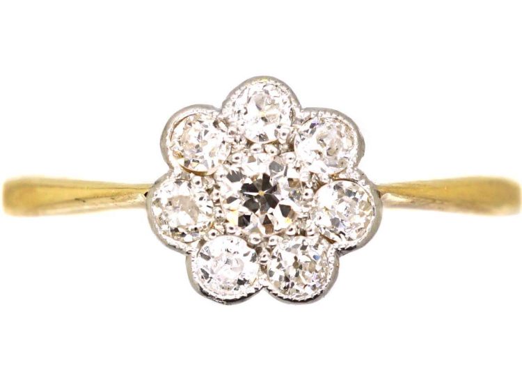 Edwardian 18ct Gold & Platinum, Diamond Cluster Ring