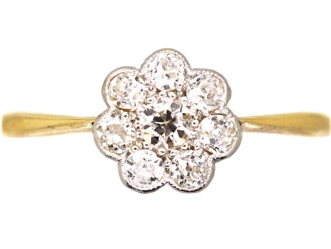 Edwardian 18ct Gold & Platinum, Diamond Cluster Ring