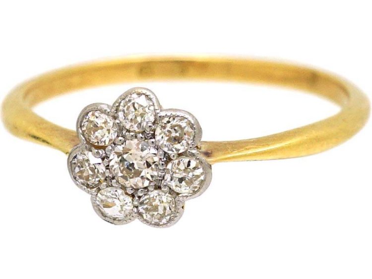 Edwardian 18ct Gold & Platinum, Diamond Cluster Ring