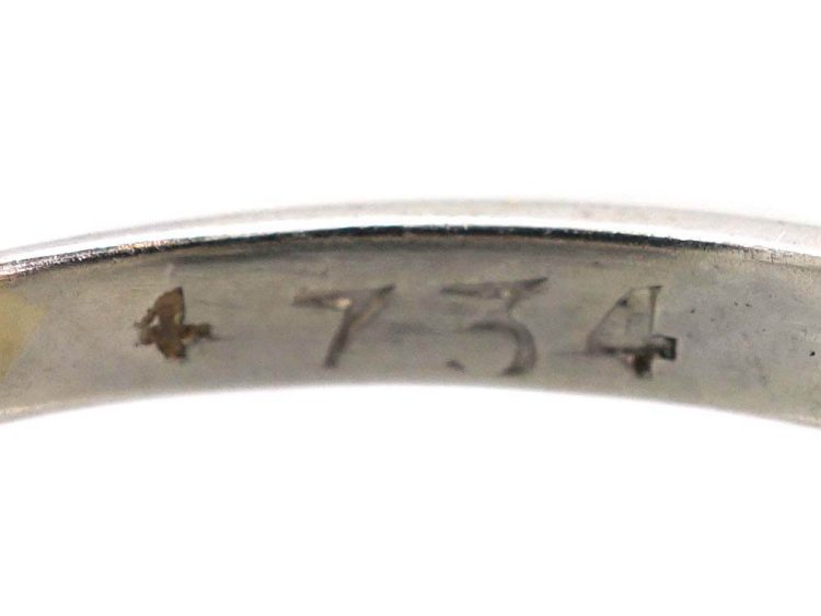 Art Deco Platinum Solitaire Old Mine Cut Diamond Ring in Square Setting