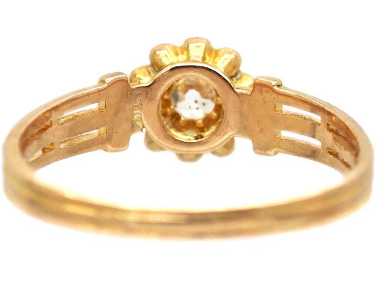 French Early 20th Century Single Stone Diamond Ring in Pie Crust Setting