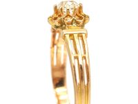 French Early 20th Century Single Stone Diamond Ring in Pie Crust Setting