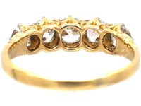 Edwardian 18ct Gold Five Stone Old Mine Cut Diamond Ring
