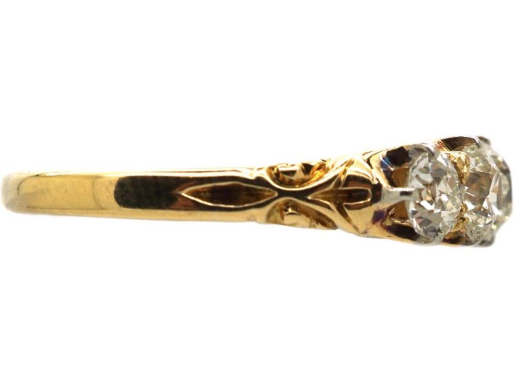 Edwardian 18ct Gold Five Stone Old Mine Cut Diamond Ring