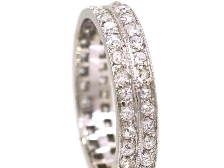 Edwardian Platinum Two Row Diamond Eternity Ring