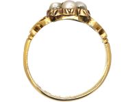 Victorian 18ct Gold ,Natural Split Pearls & Rose Diamond Cluster Ring