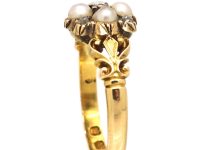 Victorian 18ct Gold ,Natural Split Pearls & Rose Diamond Cluster Ring