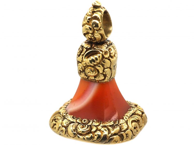 Georgian 18ct Gold Cased & Carnelian Seal with Intaglio God Save the King