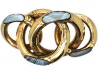 Scottish 19th Century 9ct Gold Knot Brooch set with Grey Agate