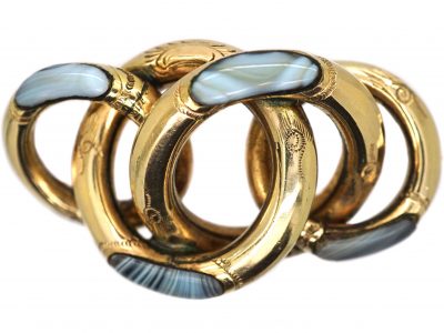 Scottish 19th Century 9ct Gold Knot Brooch set with Grey Agate