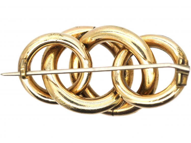 Scottish 19th Century 9ct Gold Knot Brooch set with Grey Agate