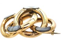 Scottish 19th Century 9ct Gold Knot Brooch set with Grey Agate
