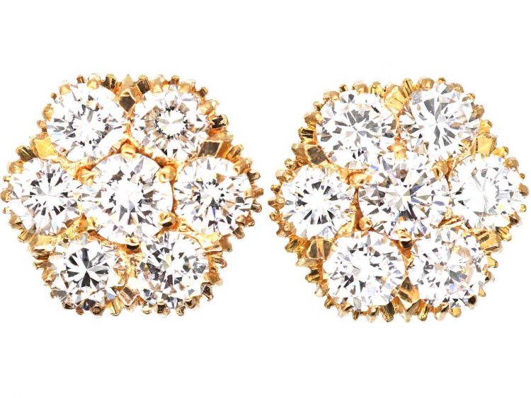 Early 20th Century 18ct Gold Diamond Cluster Earrings