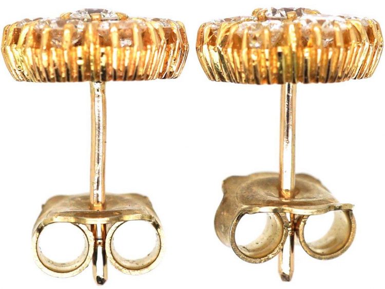 Early 20th Century 18ct Gold Diamond Cluster Earrings