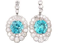 Art Deco Platinum Zircon & Diamond Drop Earrings Art Deco Platinum Zircon & Diamond Drop Earrings