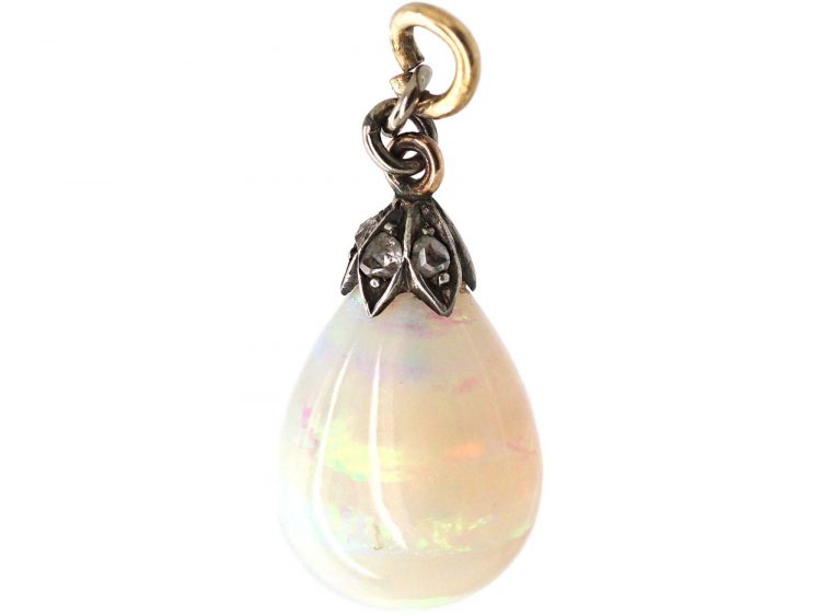 Edwardian Opal & Rose Diamond Pendant