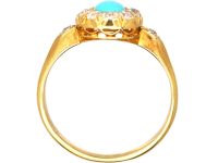 Victorian 18ct Gold Turquoise & Diamond Cluster Ring