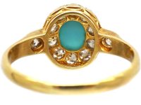 Victorian 18ct Gold Turquoise & Diamond Cluster Ring