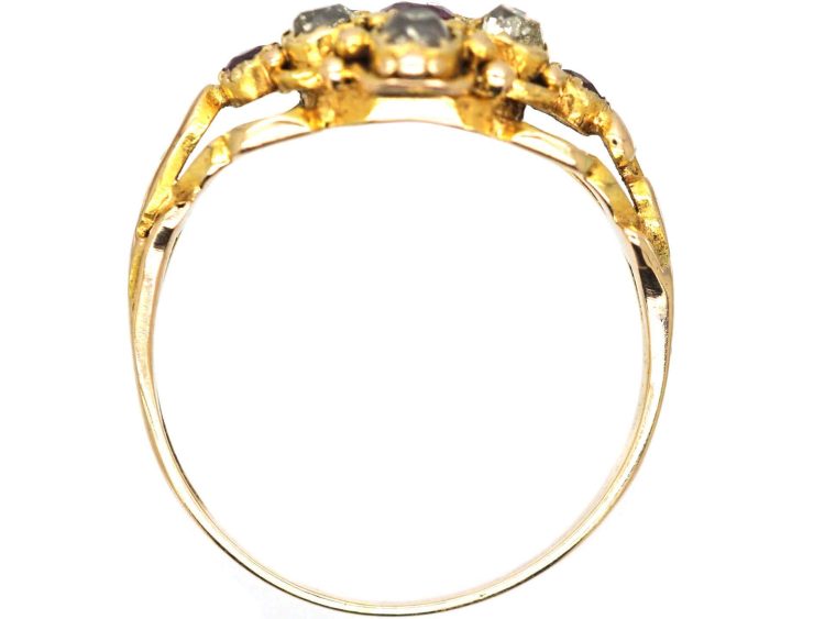 Regency 15ct Gold, Diamond & Ruby Flower Cluster Ring