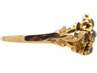 Regency 15ct Gold, Diamond & Ruby Flower Cluster Ring