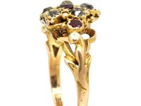 Regency 15ct Gold, Diamond & Ruby Flower Cluster Ring