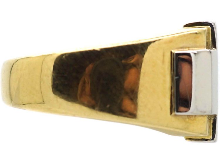Art Deco Platinum & 18ct Gold Signet Ring with Engraved Crest