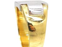 Art Deco Platinum & 18ct Gold Signet Ring with Engraved Crest