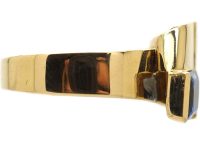 French 18ct Gold Cross Over Ring set with Square Cut Sapphires & Diamonds