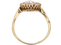 Early 20th Century 18ct Gold, Rose Diamond Cluster Ring with Ornate Shoulders