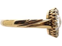 Early 20th Century 18ct Gold, Rose Diamond Cluster Ring with Ornate Shoulders