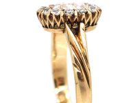 Early 20th Century 18ct Gold, Rose Diamond Cluster Ring with Ornate Shoulders