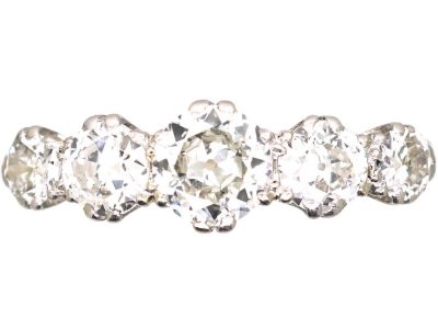 Early 20th Century 18ct White Gold & Platinum Five Stone Diamond Ring