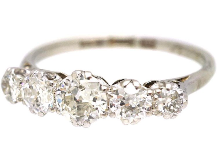 Early 20th Century 18ct White Gold & Platinum Five Stone Diamond Ring
