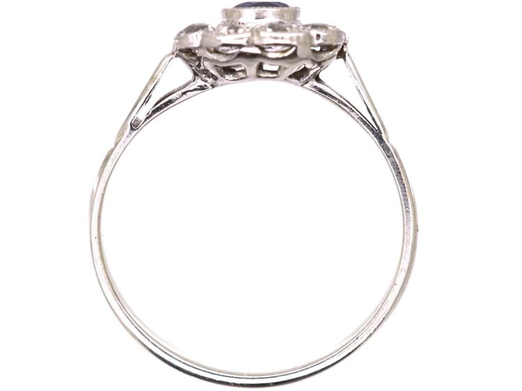 Edwardian Platinum Sapphire & Diamond Cluster Ring