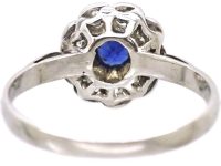 Edwardian Platinum Sapphire & Diamond Cluster Ring