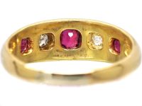 Edwardian 18ct Gold, Ruby & Diamond Five Stone Ring