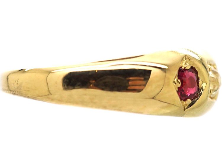 Edwardian 18ct Gold, Ruby & Diamond Five Stone Ring