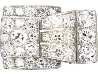 Retro Platinum Cocktail stylised Buckle Ring set with Diamonds