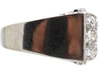 Retro Platinum Cocktail stylised Buckle Ring set with Diamonds