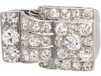 Retro Platinum Cocktail stylised Buckle Ring set with Diamonds